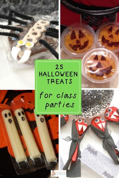 Halloween Treats School Party, Class Snacks Halloween, Treats For Halloween For School, Healthy Halloween Goodie Bags, Kids School Halloween Party Treats, Halloween Class Party Snack Ideas, Halloween Class Party Food Ideas, Easy Halloween Treats For Classroom, Halloween Treats For Kindergarten Kids