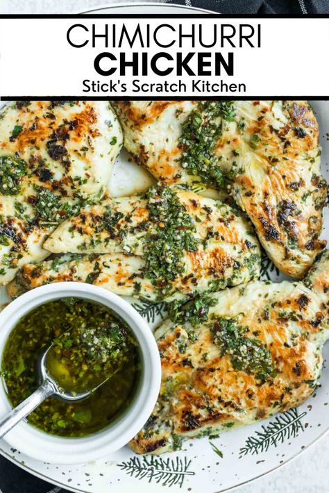 When it comes to summer dinners, nothing is more iconic than a thick, juicy piece of grilled chicken (or steak) topped with delightfully herby chimichurri sauce. #chimichurrichicken #chicken #healthychicken #chickenbreast #chickenrecipe #easychicken #chickendinner #easydinner #healthydinner #grilling #grillingrecipe #weeknightdinner #summerdinner #summerrecipe Chicken Chimichurri, Chimichurri Chicken, Health Meal Prep, Family Meal Prep, Grilled Chicken Tenders, Chicken On A Stick, Chimichurri Recipe, Creamy Chicken Soup, Easy Chicken Dinner Recipes