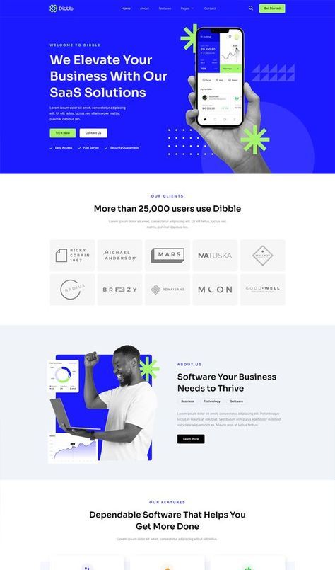 SaaS & Tech Startup Elementor Template Kit Elementor Templates, Saas Website, About Us Page Design, Tech Website, Web Design Websites, Tech Magazines, App Landing Page, Tech Startup, Ui Design Website