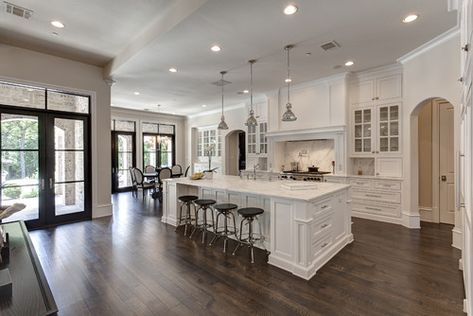 Kitchens That I’d Love to Cook In – the House of Grace Dark Kitchen Floors, Dark Wood Kitchen, Dark Wood Kitchen Cabinets, Dark Wood Kitchens, Traditional Kitchen Design, Bright Kitchens, Wood Kitchen Cabinets, White Kitchen Design, Shaker Kitchen