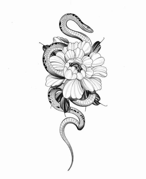 Snake With Lotus Tattoo, Sleeve Snake Tattoo, Mandala Flower Tattoos, 12 Tattoos, Mommy Tattoos, Poppies Tattoo, Snake Tattoo Design, Floral Tattoo Sleeve, Back Of Shoulder Tattoo