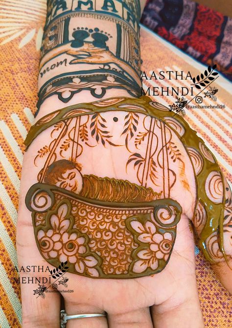 Naming Ceremony Mehendi Design, Baby Shower Mehndi, Round Mehndi, Baby Mehndi, Round Mehndi Design, Baby Mehndi Design, Baby Shower Girl Diy, Full Mehndi, Beginner Henna