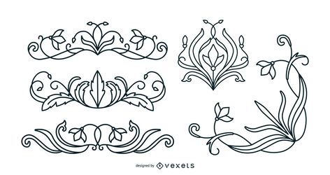 Art Nouveau Business Cards, Art Nouveau Tattoo Flower, Art Nouveau Flowers Illustration, Art Nouveau Graphic Design, Art Nouveau Ornament, Tattoo Stencil Designs, Art Nouveau Frame, Art Nouveau Tattoo, Nouveau Tattoo