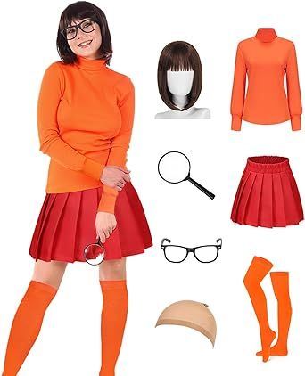 Velma Outfit, Costumes With Glasses, Halloween Costumes Glasses, Velma Costume, Adult Women Halloween Costumes, Daphne Costume, Costumes For Teens, Halloween Costume Outfits, Easy Costumes