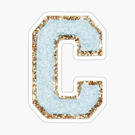 Preppy light blue varsity letter C sticker #letter #varsity #preppy #aesthetic #college #dorm #sticker Iphone Letters, Preppy Wall Collage, Preppy Stickers, Aesthetic Letters, Varsity Letter, Stoney Clover, Glitter Letters, Iphone Layout, Preppy Wallpaper