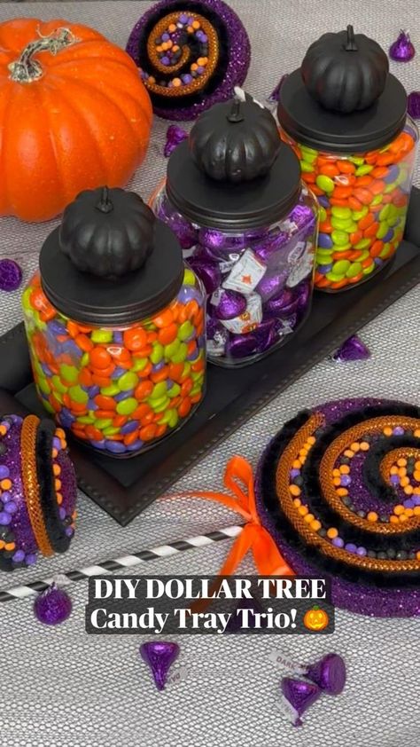 DIY DOLLAR TREE Candy Tray Trio! 🎃Follow for more Crafts & DIY’s! @louisianawoman1 TIKTOK … in 2022 | Diy halloween decorations, Halloween party diy, Halloween decorations Candy Tray, Halloween Decor Diy, Dollar Tree Halloween, Homemade Halloween Decorations, Creepy Halloween Decorations, Easy Halloween Decorations, Halloween Crafts Decorations, Halloween Goodies, Homemade Halloween