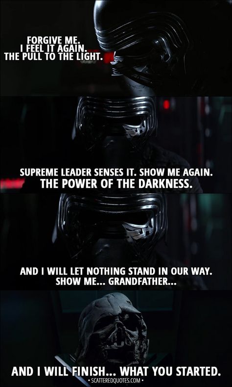 Kylo Ren Quotes, Best Star Wars Quotes, Quotes From Star Wars, Sequel Trilogy, Star Wars Sequel Trilogy, Star Wars Vii, One Liners, Star Wars Quotes, Star Wars Books