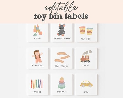 Toys Printable, Ikea Bins, Toy Bin Labels, Trofast Ikea, Art Montessori, Ikea Playroom, Toy Room Organization, Ikea Toys, Toy Labels