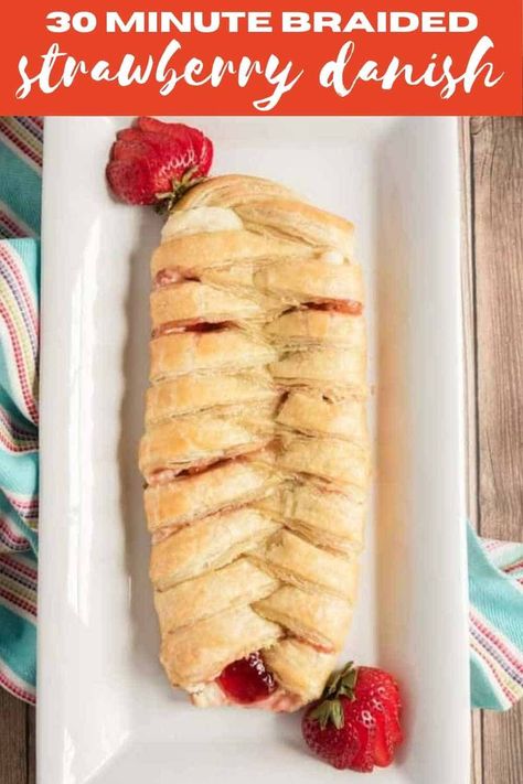 Deceptively easy to make, this strawberry cream cheese danish is perfect for entertaining and takes just a few minutes to make! Strawberry Cream Cheese Danish, Strawberry Danish, Microwave Peanut Brittle, Cream Cheese Danish Recipe, Summer Fruit Recipes, Cheese Danish Recipe, Complicated Recipes, Baked Sweets, Cream Cheese Danish