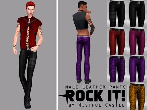 Sims 4 Leather Pants, Glam Rock Men, Male Leather Pants, Cc Shoes, Sims 4 Cc Shoes, Sims 4 Cc Furniture, Sims4 Cc, Central Station, Jeans Kids