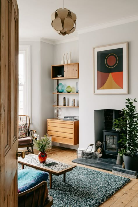 How architect Richard Prest and curator Katharina Worf crafted a flexible family home in Leyton, east London | Journal | The Modern House London Journal, Edwardian Home, Modern Extension, Edwardian House, The Modern House, Terrazzo Flooring, London Home, Green Cabinets, Color Accents