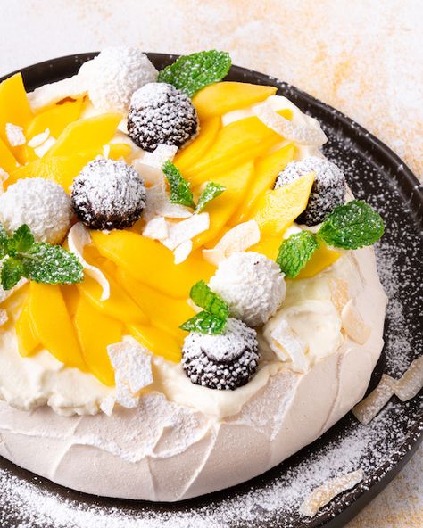 Aussie Mango & Coconut Pavlova - Marion's Kitchen Coconut Pavlova, Australian Desserts, Pavlova Dessert, Marion Grasby, Pav Recipe, Full Marks, Marion's Kitchen, Meringue Desserts, Aussie Food