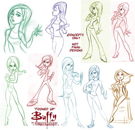 Electric Tiki Buffy Summers "Tooned-Up" design sketches by Tracy Mark Lee. Buffy Illustration, Skeleton Drawings, Art Biz, Tiki Art, Buffy Summers, Retro Pop, Sideshow Collectibles, Buffy The Vampire, Buffy The Vampire Slayer