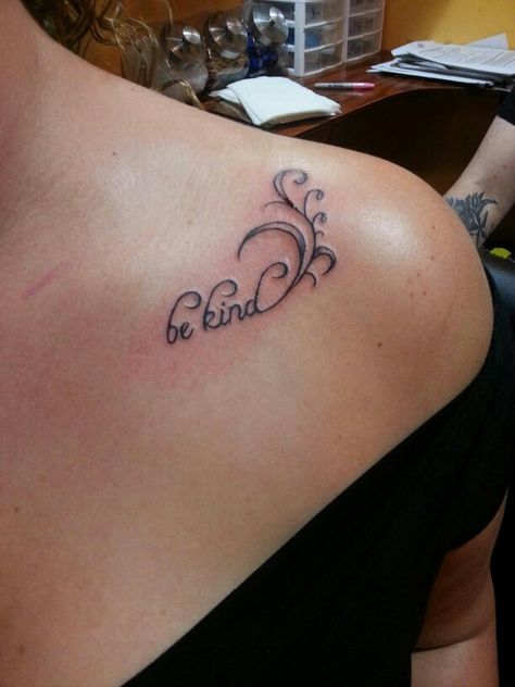 Be kind tattoo with filigree accent. Be Kind Tattoos For Women, Kindness Matters Tattoo, Be Kind Tattoo Ideas, Be Kind Tattoo, Tatted Quotes, Literary Tattoo, Finger Tattoo Designs, Literary Tattoos, Irish Tattoos