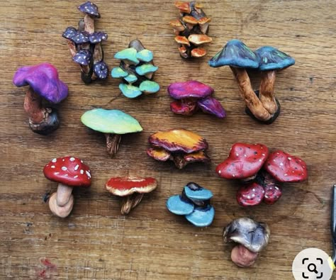 Mushroom Art Clay, Mushroom Clay Art, Mushroom Magnets, Mushroom Polymer Clay, Card For Love, Clay Mushroom, Clay Fairy House, Mushroom Crafts, Card For Boyfriend