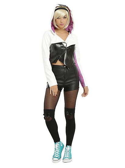 Her Universe Women Of Marvel Spider-Gwen JacketHer Universe Women Of Marvel Spider-Gwen Jacket, Spider Gwen Inspired Outfit, Spider Gwen Outfit, Women Of Marvel, Superhero Costumes Female, Marvel Dress, Marvel Spider Gwen, Avengers Costumes, She Is The One, Female Superhero