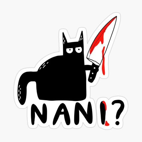 Get my art printed on awesome products. Support me at Redbubble #RBandME: https://www.redbubble.com/i/sticker/Cat-Holding-A-Knife-Nani-by-somebasic/58106238.EJUG5?asc=u Cat Holding A Knife, Holding A Knife, Fancy Art, Cat Icon, Animal Faces, Buy A Cat, Cat Memes, Puns, Awesome Products