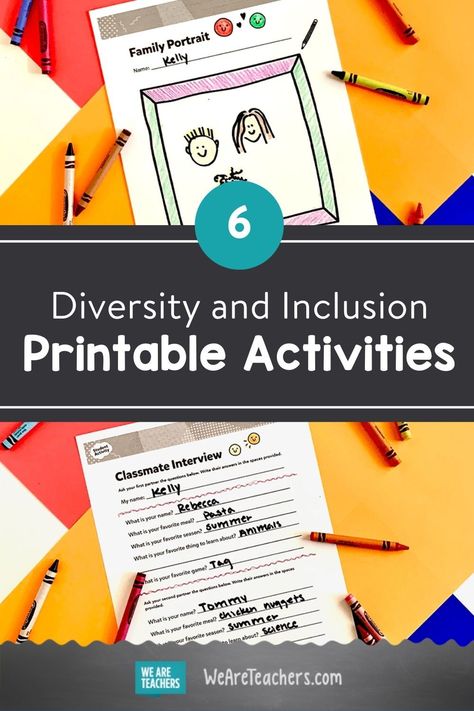 Check out these six fun, printable diversity and inclusion activities for welcoming your students back-to-school this fall. Get them now! Inclusion Activities, Plain Language, Diversity Activities, Social Emotional Learning Lessons, School Counseling Lessons, All About Me Activities, Human Relations, School Lesson Plans, Inclusive Education