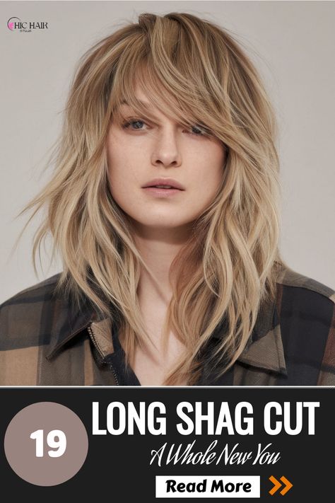 Soft long layered shag with subtle highlights for a fresh look Side Parted Shag Haircut, Modern Shag Haircuts Long, Long Layered Shag, Long Shag Cut, Modern Shag Haircuts, Messy Beach Waves, Layered Shag, Braided Hairstyles For School, Long Shag Hairstyles