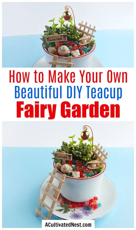 Diy Fairy Garden Accessories, Teacup Fairy Garden, Garden Props, Fairy Teacup, Diy Miniature Garden, Allium Sphaerocephalon, Sticks Diy, Diy Fairy Garden, Indoor Fairy Gardens