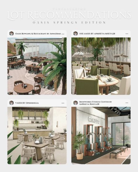 Sims 4 Shopping Mall, Sims 4 Oasis Springs, French Townhouse, Oasis Restaurant, Ts4 Builds, Sims 4 Restaurant, Oasis Springs, Sims 3 Mods, The Sims 4 Packs