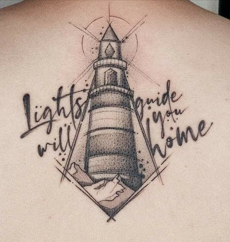 Ocean Lighthouse Tattoo, Feminine Lighthouse Tattoo, Womens Lighthouse Tattoo, Lighthouse Tattoo For Women, Traveling Tattoos, Abstract Lighthouse Tattoo, Lighthouse Tattoo Linework, Fisherman Tattoo, Maine Tattoo