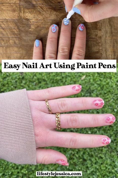 Check out my blog post on how I do cute nail art at home using acrylic paint pens! #nailart Easy Nail Art At Home, Paint Easy, Nail Pen, Art At Home, Nail Art At Home, Pinterest Nails, Acrylic Paint Pens, Do Cute, Nail Art Pen