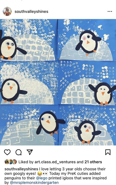 Penguins Art Preschool, Polar Animal Art Preschool, Penguin Art Preschool, Penguin Art Project, Kindergarten Penguin Art, Penguin Crafts Preschool, January Art, Winter Activities Preschool, Christmas Crafty