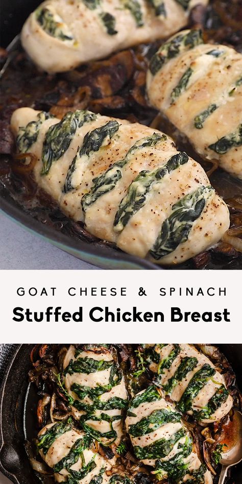 Spinach Stuffed Chicken Breast, Baked Stuffed Chicken, Caramelized Onions And Mushrooms, Baked Chicken Breasts, Stuffed Chicken Breast Spinach, Plats Healthy, Cheese Spinach, Stuffed Chicken Breast, Resep Diet