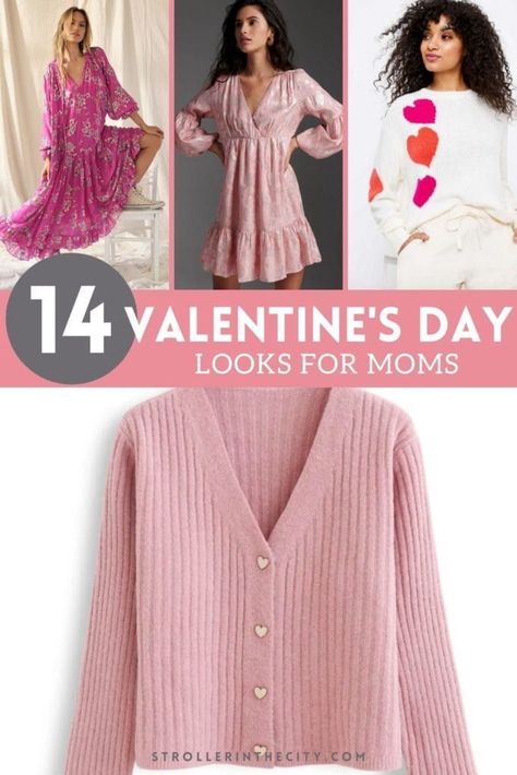 Cozy Valentine's Day Looks For Mom's. Get a casual fun flirty look for February with these outfit ideas for women. Casual bright flirty colors. Sweaters, sweet pink dresses, casual jogger outfits, and elegant dresses for a special romantic Valentine's Day out. Get the style now. #Style #Mom'sFashion #OutfitIdeas Womens Valentines Day Outfit, Casual Valentines Day Outfit Winter, Valentines Day Outfits Casual, Outfits Quiz, Valentine Outfits For Women, January Outfits, Mom Style Inspiration, Cute Valentines Day Outfits, Day Outfit Ideas