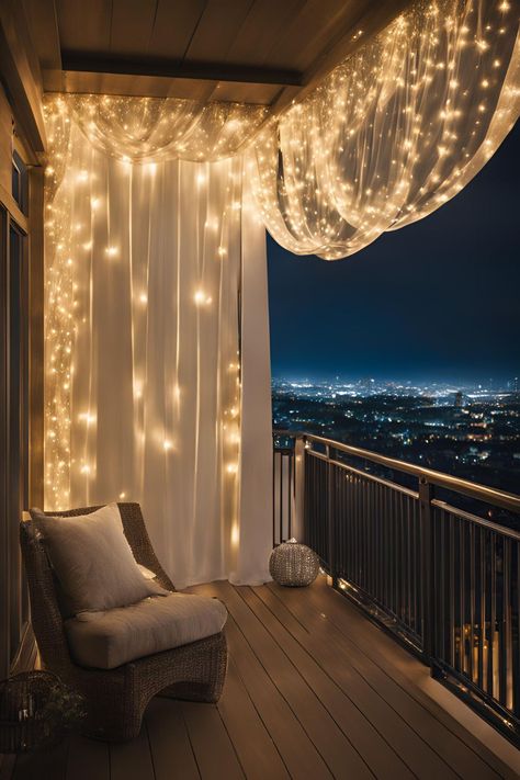 Install Balcony Curtain Lights for a Glamorous, Sparkling Backdrop Balcony Christmas Lights, Christmas Lighting Ideas, Christmas Lights Ideas, Diy Mason Jar Lights, Lighted Wreaths, Snowflake Lights, Hanging Christmas Lights, Balcony Lighting, Lights Ideas