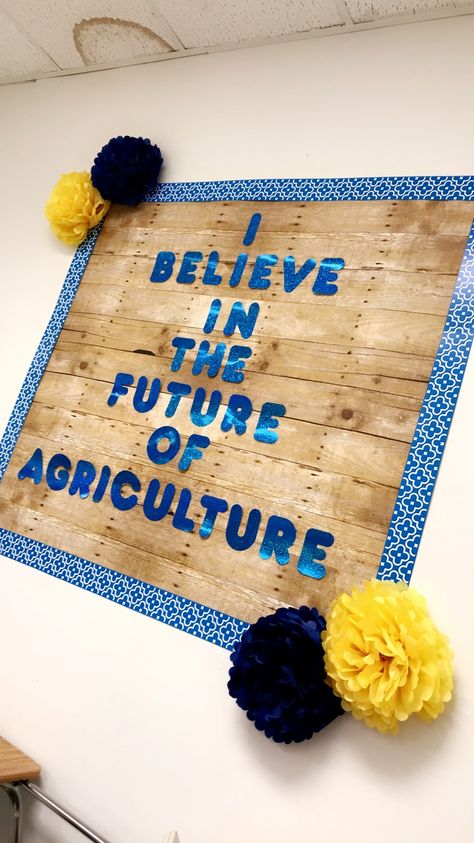 High School Agriculture Classroom Decorating Ideas, Ag Ed Classroom Decor, National Ffa Week Dress Up Days, Agriculture Teacher Classroom, Ag Classroom Decor, Ag Bulletin Boards, Ag Classroom Bulletin Boards, Ffa Classroom Ideas, Agriculture Bulletin Board Ideas