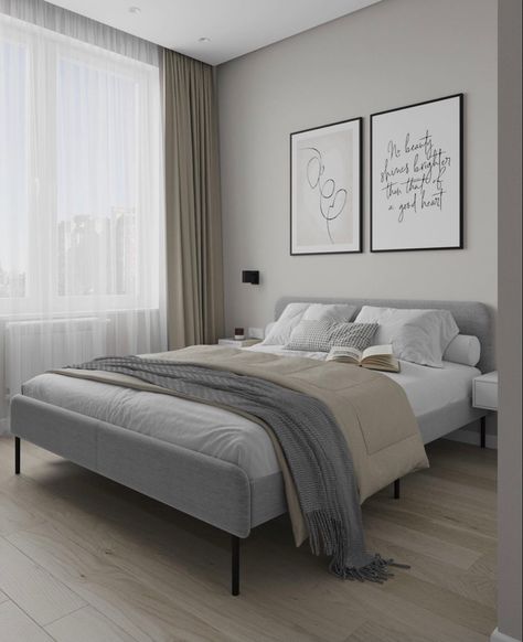 Grey Bedroom Colors, Neutral Bedrooms, Home Hall Design, Apartment Living Room Design, Bedroom Closet Design, Home Decor Crate, Bedroom Furniture Design, Apartment Living Room, Bedroom Styles