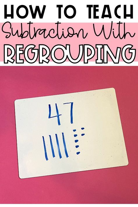 Double digit subtraction with regrouping 2nd grade tips so no student fails. Double Digit Subtraction With Regrouping, Addition Regrouping, Double Digit Subtraction, Teach Addition, Teaching Subtraction, Regrouping Subtraction, Addition With Regrouping, Subtraction With Regrouping, Subtraction Strategies