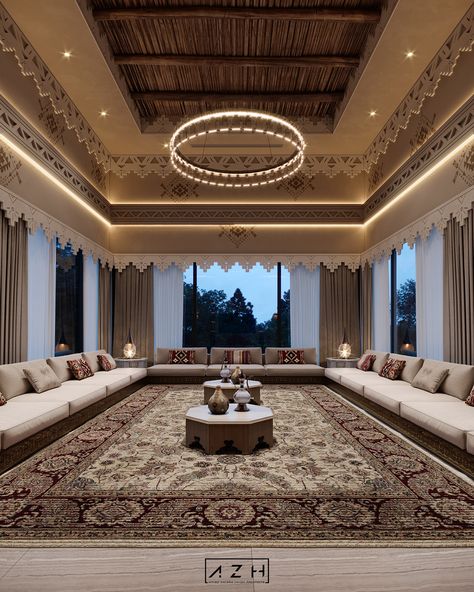 Islamic House Design Interiors, Modern Arabic Interior, Arabic Living Room, Arabic Majlis, Moroccan Living Room, Home Hall Design, Home Design Living Room, Luxury Homes Interior, Elegant Living Room