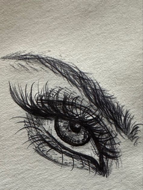 Beautiful Eye Drawing Sketches, Pen Eyes Drawing, Indie Drawings Eyes, Small Pen Sketches Easy, A4 Drawings Art, Eye Drawing In Pen, Eye Doodles Aesthetic, Happy Eye Drawing, How To Draw Eyes With Pen