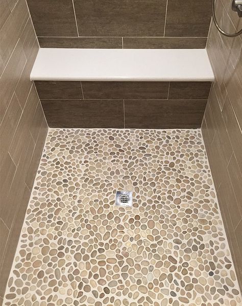 Pebble Tile Flooring - Pebble Tile Shop Pebble Tile Shower, Shower Pan Tile, Brown Tile, Pebble Floor, Pebble Tile, Master Shower, Shower Pan, Bathroom Remodel Shower, Trendy Bathroom