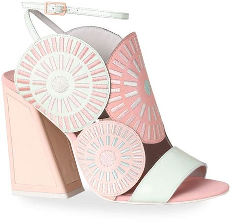 Kat Maconie Frida Architectural Ankle-Strap Sandals Shoes Inspiration, Kat Maconie, Leather Flower, Shoe Inspiration, Fashion Life, Bold Style, Leather Flowers, Flower Applique, Embroidered Patch