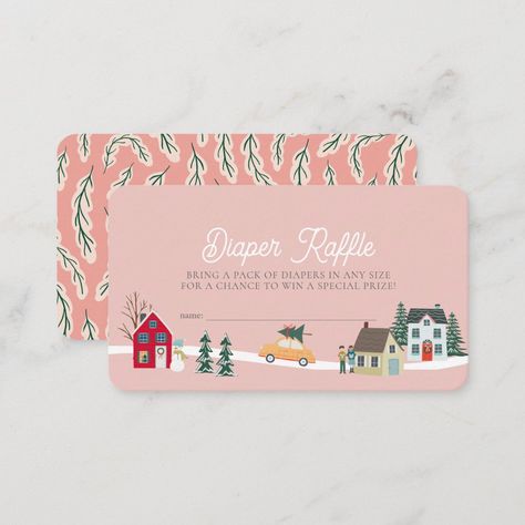 Holiday Town/Village Pink Diaper Raffle Ticket Holiday Houses, Light Pink Background, It Takes A Village, Takes A Village, Raffle Ticket, Baby Shower Diaper Raffle, Diaper Raffle Tickets, Raffle Tickets, Diaper Raffle