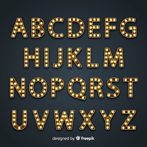 Fonts Alphabet Vintage, Hollywood Font, Sign Lettering Fonts, Sign Alphabet, Deco Cinema, Illustrator Typography, Poster Magazine, Sign Fonts, Light Font