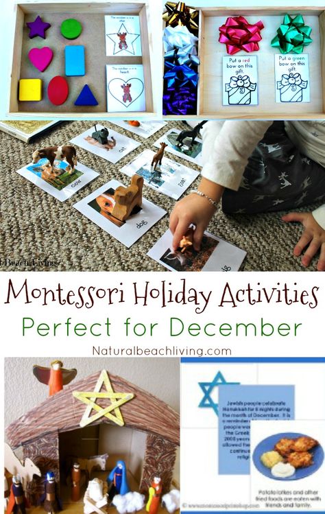 December Montessori Activities, Montessori December Activities, Christmas Montessori Activities Toddler, Montessori Hanukkah Activities, Winter Practical Life Montessori, December Activities, Montessori Practical Life, Montessori Toddler Activities, Christmas Crafts For Kids To Make