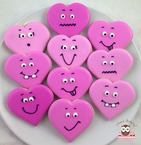 Love cookies, Love heart cookies, Valentine's Day Cookies, Funny Face Cookies Cute Heart Cookies, Funny Sugar Cookies, Heart Shaped Sugar Cookies, Valentines Day Sugar Cookies, Valentine Cookies Decorated, Valentine Sugar Cookies, Cutout Sugar Cookies, Valentines Day Cookies, Heart Cookies