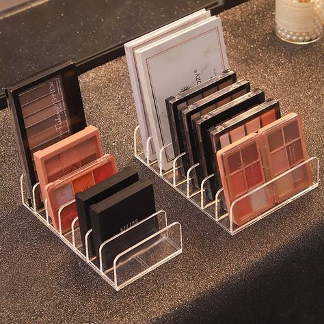 PRICES MAY VARY. 【7-section】The eyeshadow makeup organizer can storage your makeup palletes easily, keeps your countertop clean and tidy, and easy to find with seven separate compartments layered for easy access. 【Suitable Size】Large: 6.7"x4.9"x1.57", Small: 6.7"x3.34"x1.57". Which is suitable for various cosmetic shapes such as blush tray,eyebrow repair bag,powder box. 【Save Space】This practical eyeshadow palette makeup organizer is made for makeup lovers, makeup artists and teens. Perfect for Eyeshadow Organizer, Eyeshadow Palette Storage, Makeup Palette Organization, Cosmetics Display Stand, Palette Organizer, Acrylic Makeup Organizer, Makeup Stand, Pan Storage, Dorm Accessories