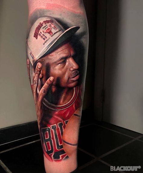 Tattoohub on Instagram: “Tattoo made by @lekatattoo  Follow us @tattoohub.official” Michael Jordan Tattoo, Jordan Tattoo, Nba Jordan, Tattoo Portrait, Jordan Bulls, Blackout Tattoo, Temecula California, Superhero Cosplay, Instagram Tattoo