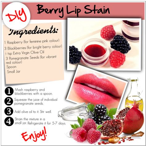 Lip Stain Diy, Diy Natural Makeup, Diy Makeup Recipe, Lip Care Tips, Makeup Recipes, Beauty Tutorial, Berry Lips, Diy Lips, Diy Cosmetics