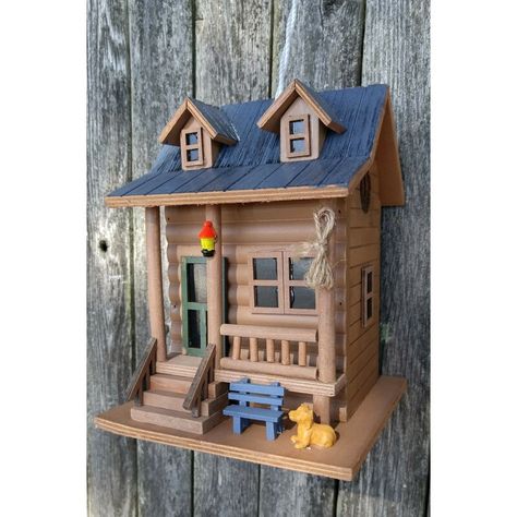 Home Bazaar Hatchling Series Log Cabin 8.5 in x 6.5 in x 6.5 in Birdhouse & Reviews | Wayfair.ca Log Cabin Bird House, Rustic Bird Baths, Cabin Birdhouse, Large Bird Houses, Wooden Bird Houses, Bird House Kits, Decorative Bird Houses, Rustic Retreat, Guest Cottage