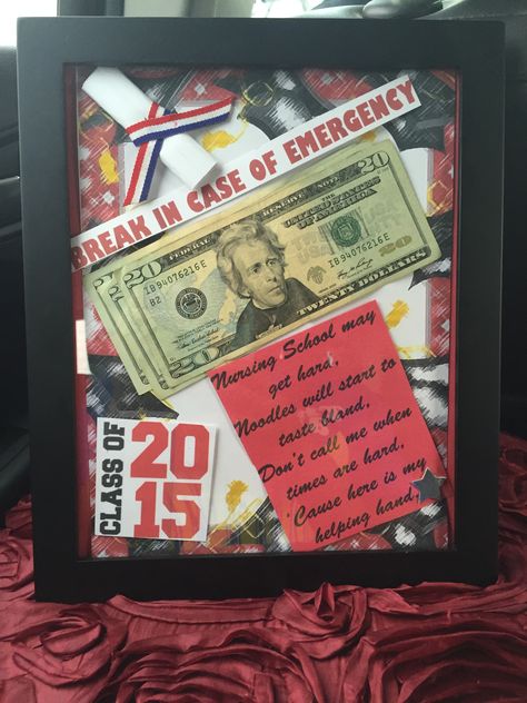 Made this for my brother's graduation gift. Wrote the poem myself !! #nursingschool #breaktheglass #gifts Graduation Gifts For Brother From Sister, Graduation Gift For Brother, Graduation Gift Ideas For Brother, Graduation Gifts For Brother, Brother Graduation Gift, Diy Graduation Gifts, Grad Cap Designs, Diy Graduation, High School Graduation Gifts