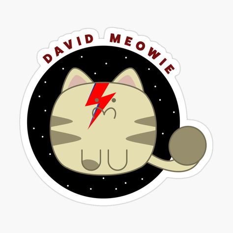 Get my art printed on awesome products. Support me at Redbubble #RBandME: https://www.redbubble.com/i/sticker/David-Meowie-Bowie-Starman-by-Jamiecsmith1986/52938747.EJUG5?asc=u David Meowie, Bowie Starman, Cat Stickers, David Bowie, My Art, Awesome Products, Art Prints, Funny, For Sale