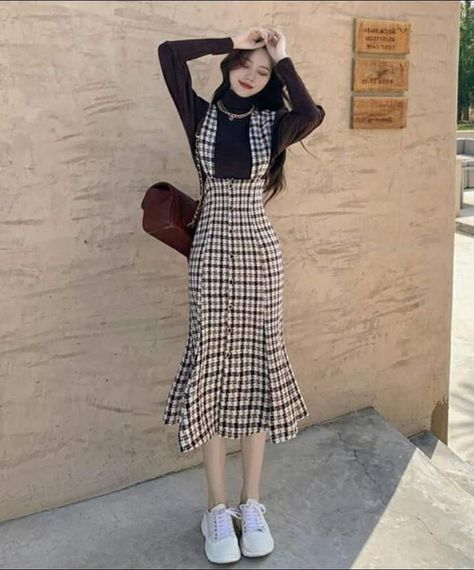 Cheap Dress, Dress Mermaid, Plaid Vest, Korean Fashion Dress, Korean Fashion Women, Korean Dress, Suspender Dress, Modest Fashion Outfits, Mermaid Fashion