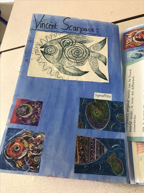 J Scarpace Sgraffito Vincent Scarpace, Art Theme, Gcse Art, Sea Art, Ap Art, Sgraffito, Natural Forms, Fish Art, Marine Life